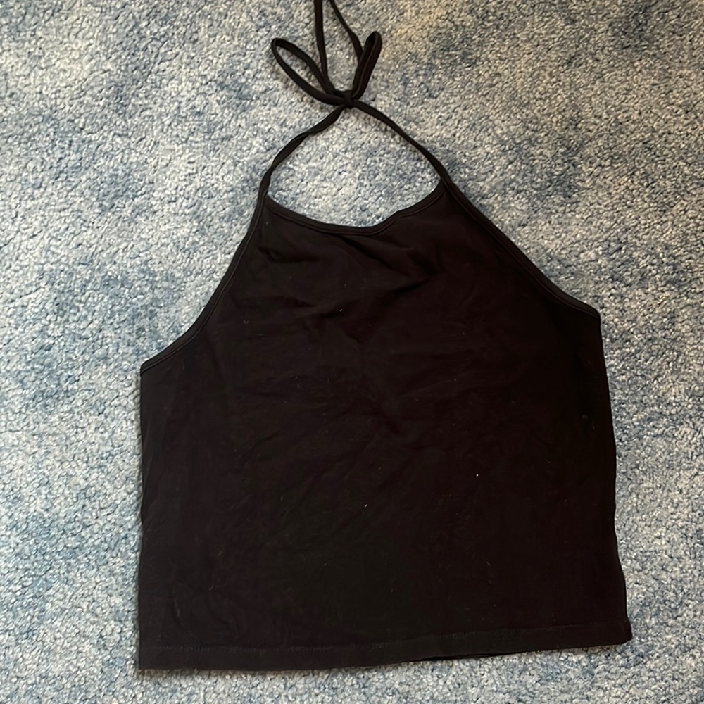 Black halter neck tank top